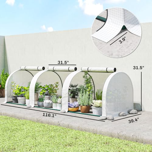10' x 3' x 2.5' Mini Greenhouse Portable Tunnel Green House White (10' x 3' x 2.5' / White)
