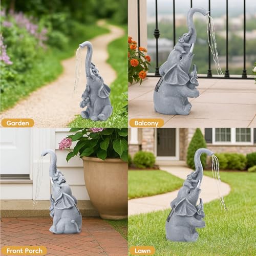 Solar Garden Outdoor Statue with 35 LED Lights (Elephant with String Lights)