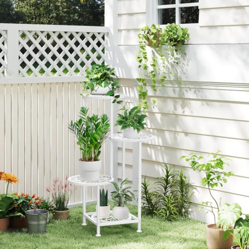 4 Tier Plant Stand Indoor Outdoor (Flower White / 4 Tier)