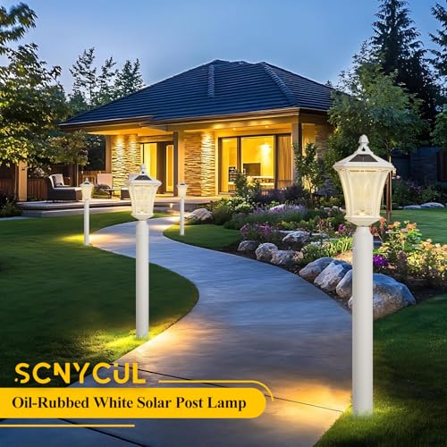 Outdoor Solar Post Lights with Pier Mount Base (L-1-WH)