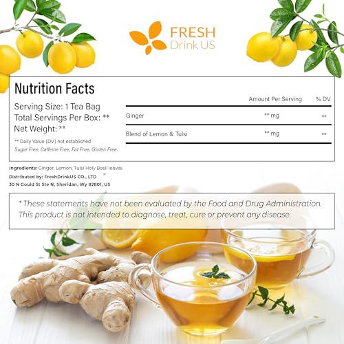 Premium 55 Tulsi Lemon Ginger Tea Bags (55 Tea Bags)