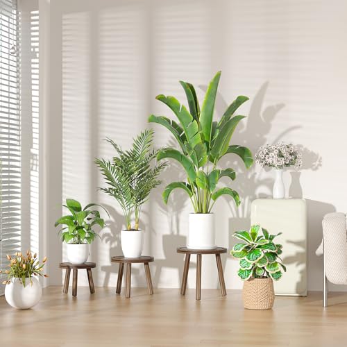 5 Pack Wood Plant Stands Indoor (heavy burnt color / 5 Pack)