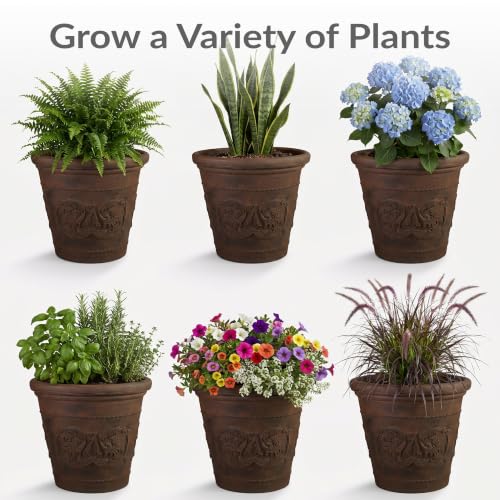 Sunnydaze Arabella 19.5'' Plastic Planter Pot for Plants (Rust / 19.5 in)