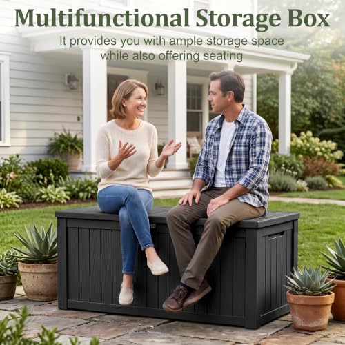 180 Gallon Resin Deck Box (Black / 181 Gallon)