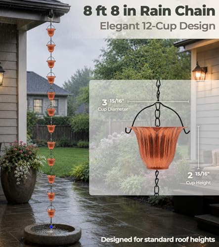 Copper Tulip Rain Chain for Gutters (Copper Tulip)