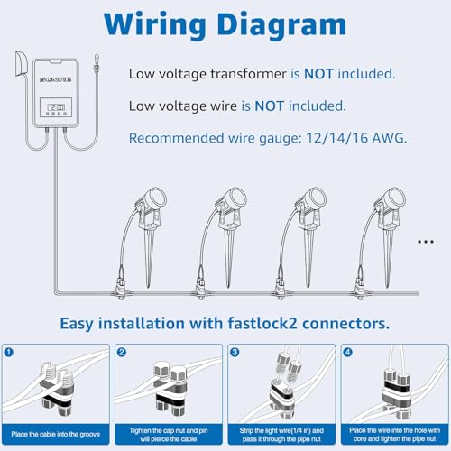3W Low Voltage Landscape Lighting Spot Lights with Connectors 8Pack (8 Pack)