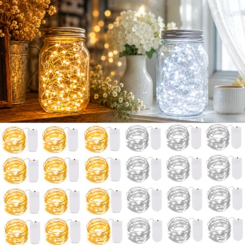 24 Pack Fairy Lights Battery Operated (2032-24 Pack-Warm & White)
