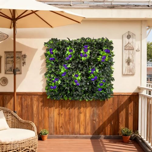 Artificial Expandable Ivy Privacy Fence Screen (BRANCH-PURPLE ROSE)
