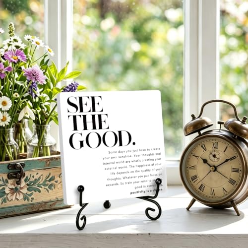 Motivational Quote for Home Office Book Shelf Table Decor 6.3x6.3 Inch 09 (Multicolor 1708 / Wooden sign with iron frame（6.3 x 6.3 inches）)