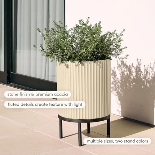 Demi Series Round Planter w (Sand/Black / 16 inch)