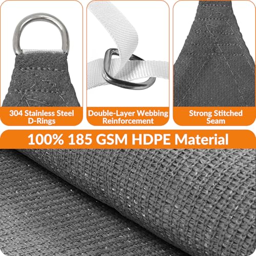 21'X28' Sun Shade Sail Dark Gray Curved Square Customizable (Dark Gray / 21'X28' custom)