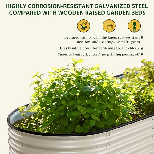 8x2x2ft Galvanized Raised Garden Bed (Ivory White / 8x2x2FT)