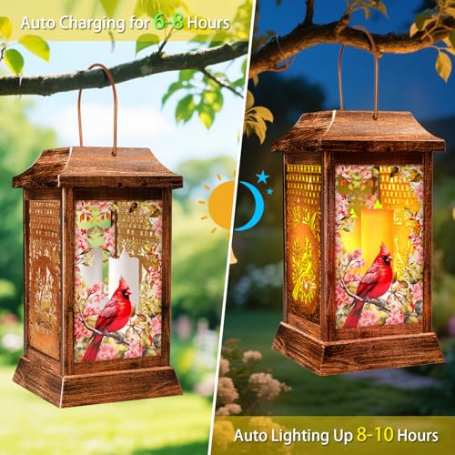 2 Pack Cardinal Solar Lanterns Outdoor Waterproof (Cardinal / 11.6*8.2inch)