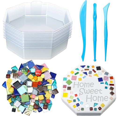 24 Pcs Stepping Stone Mold DIY Craft Kit for Garden (Octagon / 10 Inch)