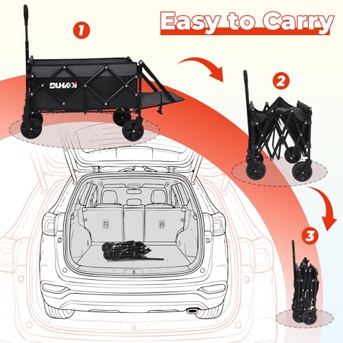 Foldable Wagon with Tailgate (Black Gray)