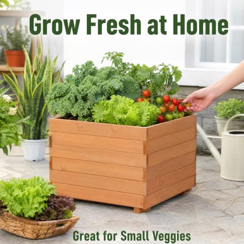 23.62" Square Wooden Planter Box (Brown / 23.62"W X 23.62"D X 17.72"H)