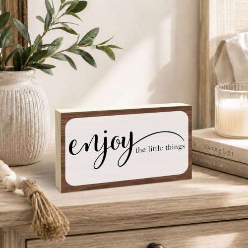 3x5 Inspirational Wooden Block Sign (Enjoy the Little Things-2)