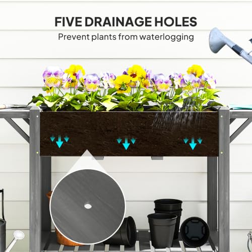 Raised Garden Bed 57x20.5x34 in Wood Elevated Planter