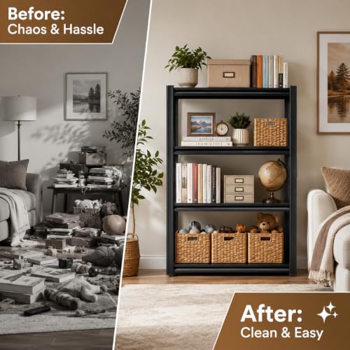 Heavy Duty Metal Bookshelf Adjustable 4 Tier Book Shelf with Bolt (4Tier 54"H×35.4"W×15.7"D)