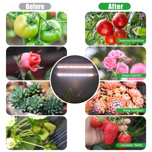 16‘’ LED Grow Light Strips for Indoor Plants (Red / White / 16Inch 2 Head 1 Pack)