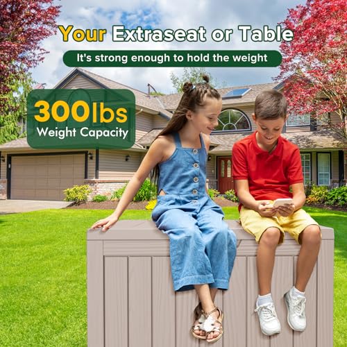 45 Gallon Small Outdoor Storage Deck Box (Grey / 45 Gallon)