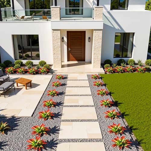2-Pack 13-Inch Artificial Agave Plants for Outdoor Planters, UV Resistant Fake Agave Plants, Faux Succulent Greenery for Porch, Patio, Garden, Entryway and Indoor Home Decor, Red (Agave12-re2)