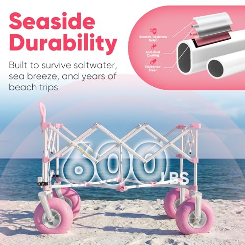 Heavy Duty Beach Wagon with 9" Big Sand (Pink)