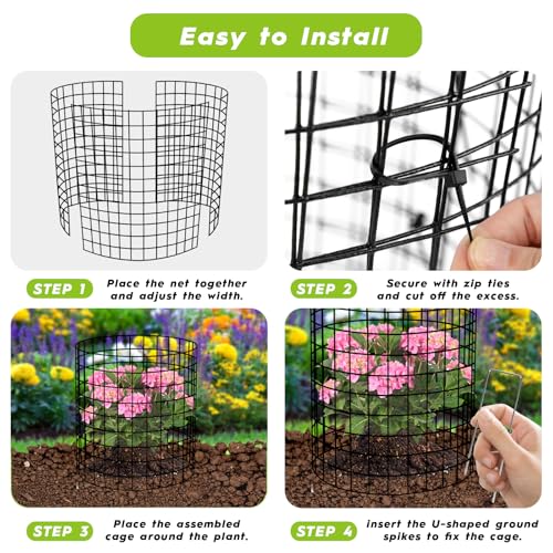 10 Pack Plant Protectors from Animals Wire Plant Protector Cage to Keep Animals Out with Zip Ties & Stakes
