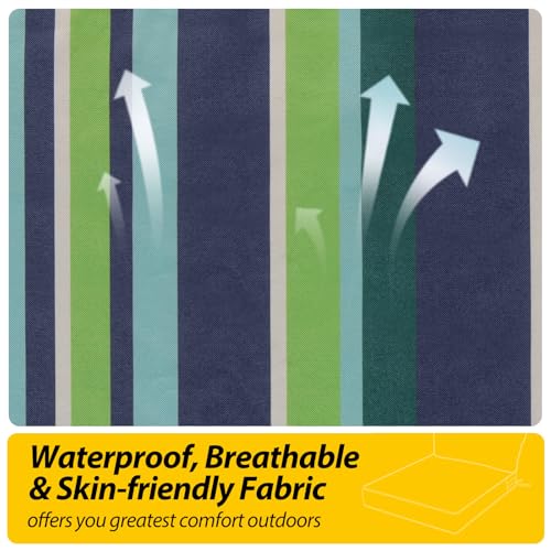 Outdoor Chair Cushions (Stormy Teal Coastal Stripe / 23"x23"x5" / 23"x13.5")