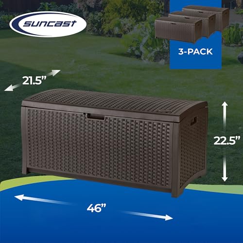73 Gallon Waterproof Resin Wicker Outdoor Patio Storage Deck Box (Deck Box (3 Pack))