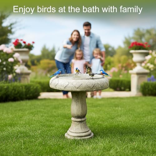 Pedestal Birdbath for Garden (23.2inch / Antique Stone Gray)