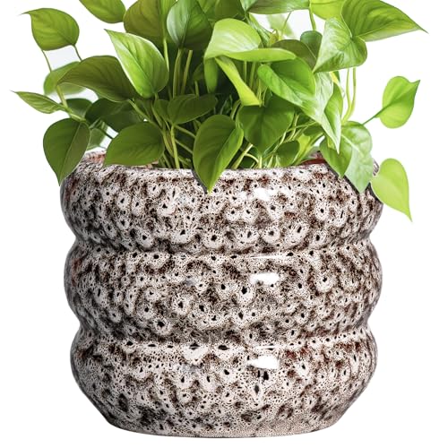 Ceramic Plant Pots (8 Inch / Leopard Print White)