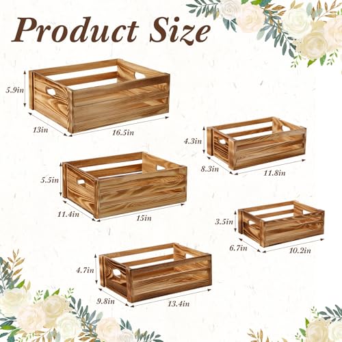 5 Pack Wooden Crates for Display Nesting Crates (Natural)