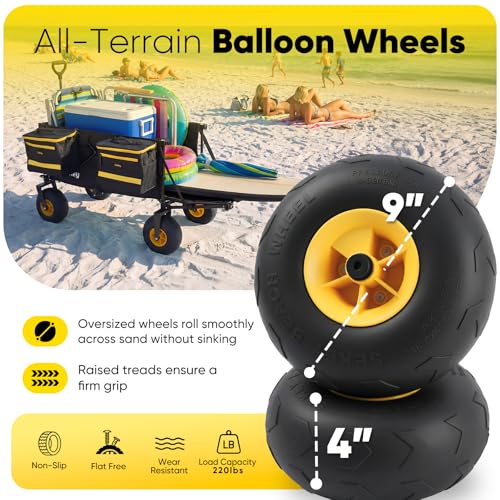 Heavy Duty Beach Wagon with 9" Big Sand (Black)