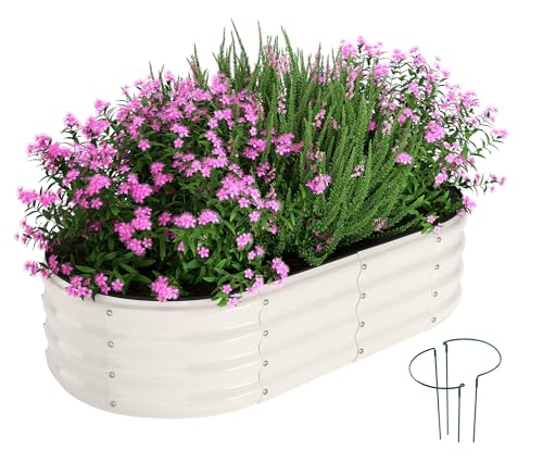 Galvanized Metal Planter Raised Garden Bed Kit for Gardening Outdoor (White / 4x2x1FT（1pcs）)