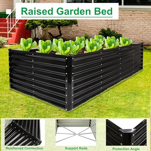 8×4×2ft Galvanized Raised (Black / Rectangle 8×4×2 Ft (1 Pc))