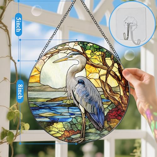 Stained Glass Window Hanging (Heron)