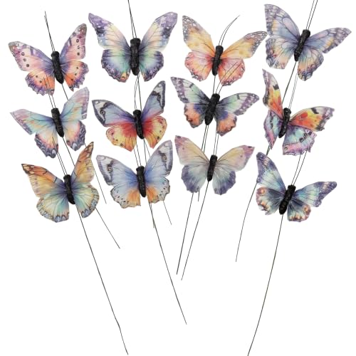 Artificial Feather Simulation Butterfly Party Decoration Set (H Wire)