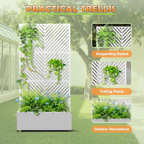 Metal Raised Garden Bed (White-parallel / 71" x 35" x 16")