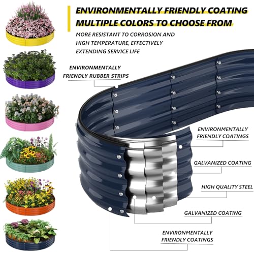 Galvanized Metal Planter Round Raised Garden Bed Kit for Gardening Outdoor