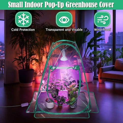 Mini Greenhouse Indoor with 10W Grow Light and PEVA Mat