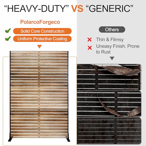 Metal Freestanding Privacy Screen Panels (71"H×47"W / Oak Grain)