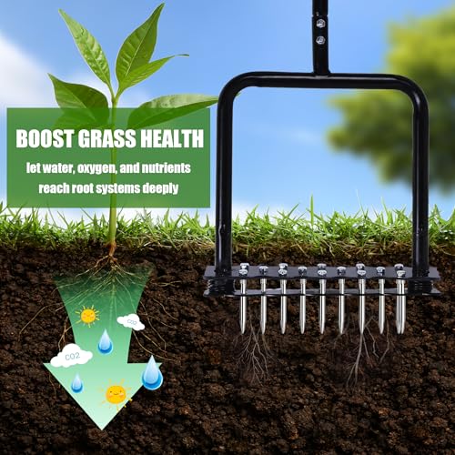 Manual Lawn Aerators with 14 Iron Spikes