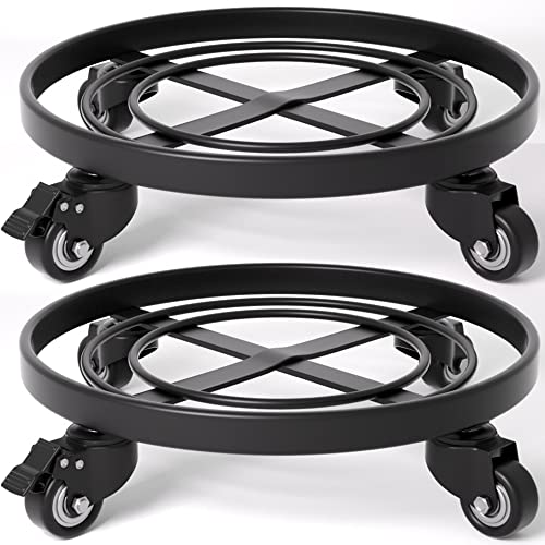 Amagabeli 2 Pack 14" Plant Caddy with Wheels Heavy Duty Iron Potted Rolling Plant Stand Dolly with Brake Metal Planter Flower Pot Rollers Movers Indoor Outdoor Trolley Casters Coaster (14 inch x 2 pack)