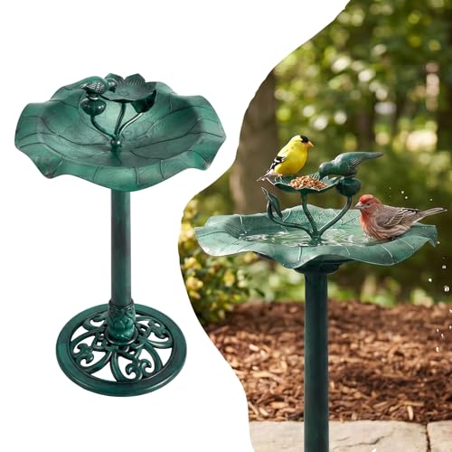 Pedestal Bird Bath (Green Floral)
