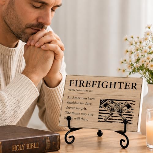 Firefighters Gift for Men Home Office Book Shelf Table Decor 5.5x7.9Inch 02 (Multicolor 1750 / Wooden sign with iron frame（5.5 x 7.9 inches）)
