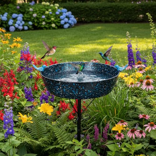 3" Deep Metal Bird Bath for Outside