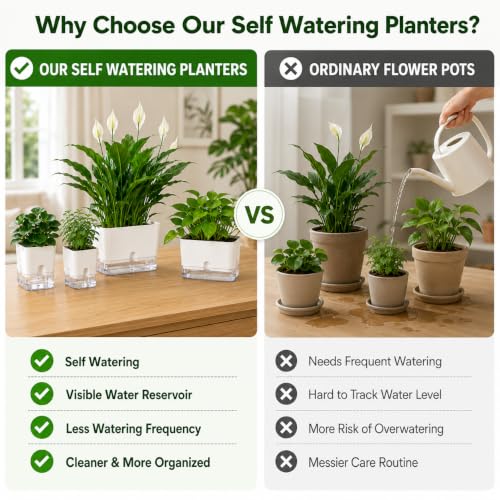 Self Watering Plant Pots for Indoor Plants 7 (7"/10")