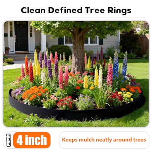 Landscape Edging 4 Inch Tall No Dig Garden Edging Border 33FT with 30 Metal Stakes (Black / 33FT Border)