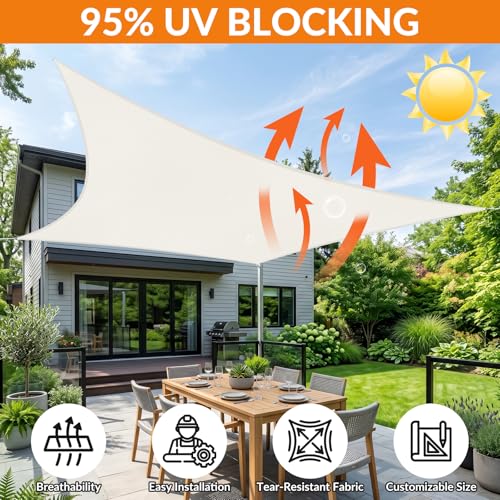 19'X19' Sun Shade Sail Cream Curved Square Customizable (Cream / 19'X19' custom)